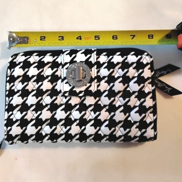 Vera Bradley Quilted Turnlock AND FULL Zip Around Wallet Midnight Houndstooth - Picture 4 of 10
